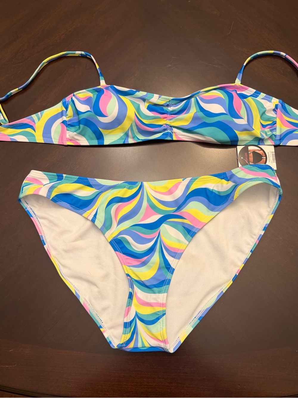 Retro Wave Multicolor Bikini Set - Blue/Yellow/Pink